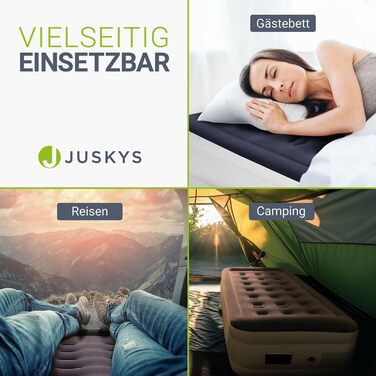 Самонадувальний надувний матрац Juskys 90x190 см - Надувне ліжко для 1 особи з вбудованим повітряним насосом - Ідеально підходить як гостьове ліжко або кемпінговий матрац - Водонепроникний синьо-білий одномісний