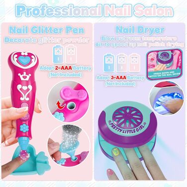 Дитячий набір для студії нігтів STAY GENT із 55 предметів для дівчаток, набір для нігтів на водній основі для дітей (3, 6, 7, 8, 9, 10, 11, 12 років) - подарунки з лаками для нігтів, подарунки з макіяжем на дні народження та Різдво, 4 кольори лаків для ні