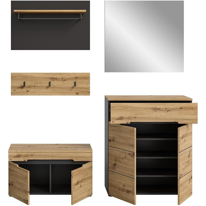 Вішалка для верхнього одягу Lomadox набір з 4-х частин вішалка для верхнього одягу з тумбою для взуття лавка для верхнього одягу в