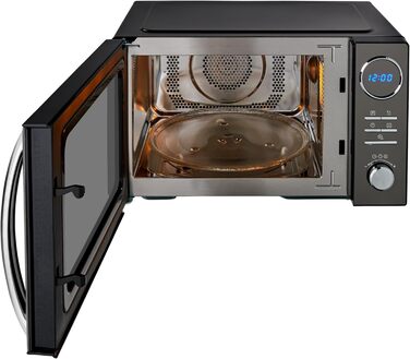 Мікрохвильова піч MEDION 3 в 1 з функцією гриля та конвекції (23 літри, 900 Вт, 1 000 Вт гриль, 1 680 Вт гаряче повітря, 10 автоматичних програм, функція розморожування, дисплей, MD11493) чорний