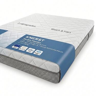 Матрац KNERST Duoflex 90 x 200 см - 2 рівні жорсткості м&39який та жорсткий - гелева піна з ефектом пам&39яті та 7-зонна комфортна піна - висота 21 см - ортопедичний матрац для всіх положень сну - матрац