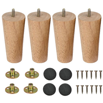 Дерев&39яні ніжки для меблів, 4 шт., конічні ніжки для меблів, змінні ніжки для дивана 12 см, дерев&39яні ніжки для меблів, ніжки для шаф, ніжки для шафи з монтажною пластиною, гумові накладки для столу, дивана, ліжка, шафи, кушетки, 4 шт./12 см