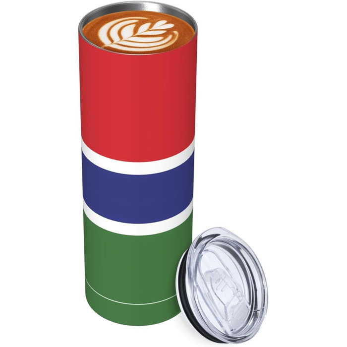 Кухоль з прямою трубочкою, дизайн прапор Гамбії, дорожній кухоль з принтом, підходить для кемпінгу, офісу та дому, 590 мл