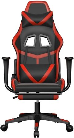 Геймерське крісло, офісне крісло, з підставкою для ніг, чорно-червоне, штучна шкіра