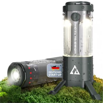 Світлодіодний ліхтар для кемпінгу, 450 люмен перезаряджається з акумулятором та зовнішнім акумулятором (4000 мАг), до 150 годин роботи, водонепроникний IP44, лампа для намету, ліхтар та ліхтарик, USB-C, вуличний ліхтар для кемпінгу та надзвичайних ситуаці