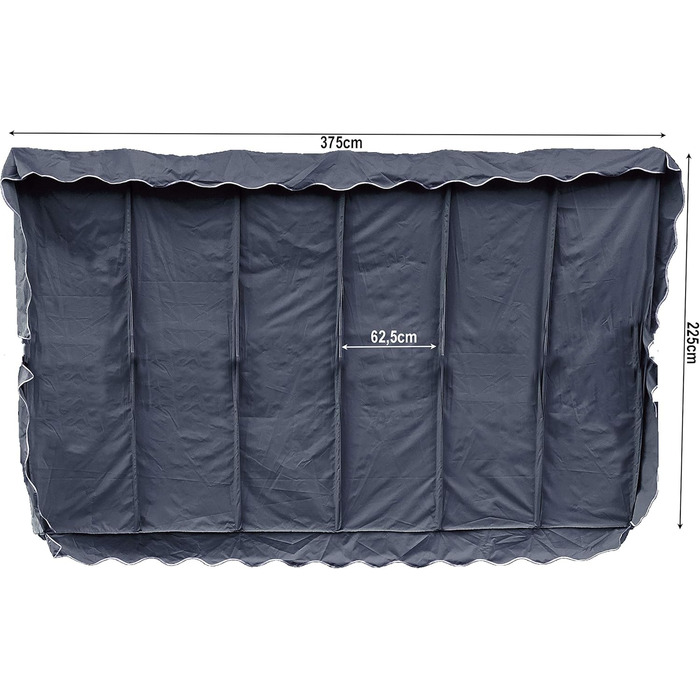 Замінний дах для окремостоячого тенту Dubai, сірий, 375 x 225 см