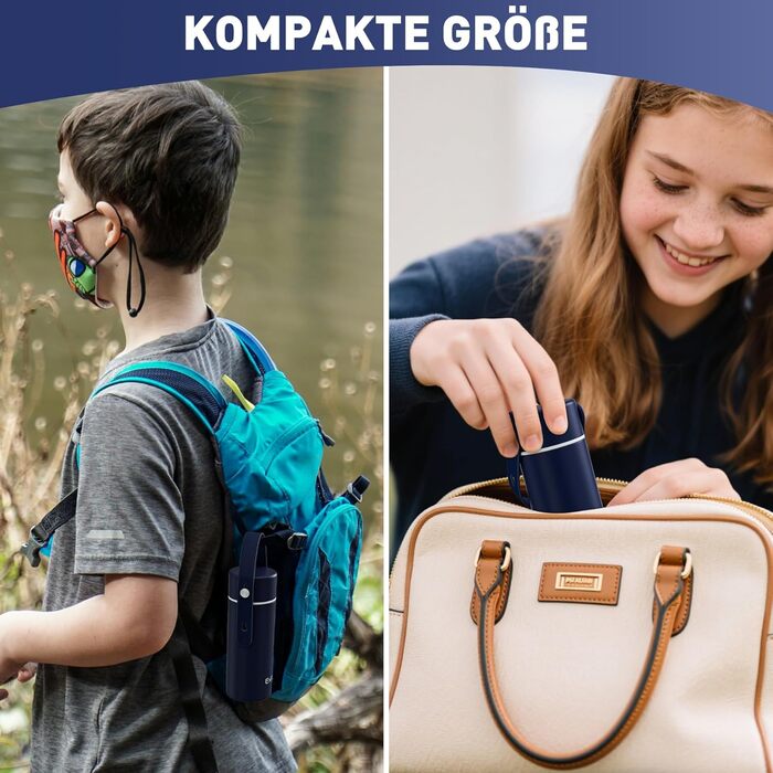 Маленька пляшка для води об&39ємом 200 мл з регульованою силіконовою ручкою Міні-термос з кришкою з нержавіючої сталі, легкий та компактний, 100 герметичний ідеально підходить для подорожей. (темно-синій) 201 мл темно-синій