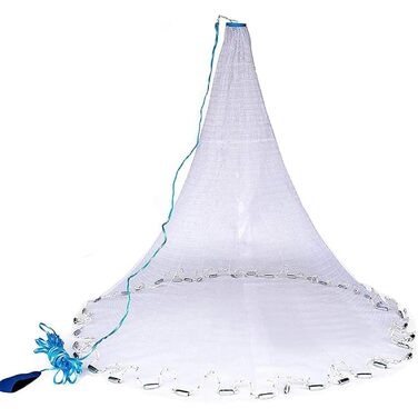 Рибальська сітка, кастова сітка для риболовлі, монофільні рибальські сітки ручного лиття, сітка для морської риболовлі для озер та річок, діаметри 1,8 м/2,4 м/3,0 м/3,6 м/4,2 м/4,8 м/5,4 м/6,0 м/6,6 м/7,2 м, діаметр 2,4 м