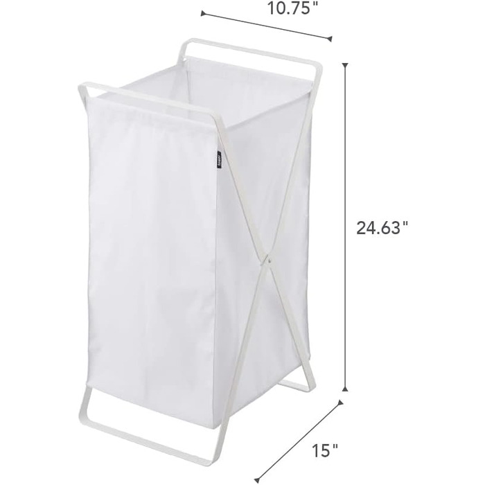 Кошик для білизни Yamazaki 2484 TOWER, білий, сталь/поліестер/поліпропілен, мінімалістичний, 30 x 36 x 64 см