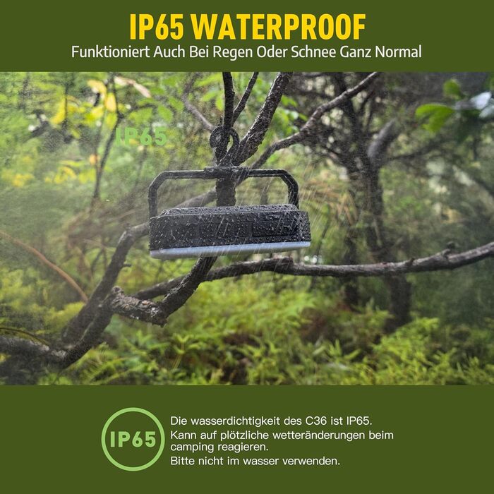 Акумуляторний світлодіодний кемпінговий ліхтар ємністю 24000 мАг, портативні кемпінгові ліхтарі яскравістю 1800 люмен, до 300 годин роботи, QC3.0 22,5 Вт та 5 режимів освітлення, водонепроникний IPX5, необхідне для кемпінгу під час відключення електроенер