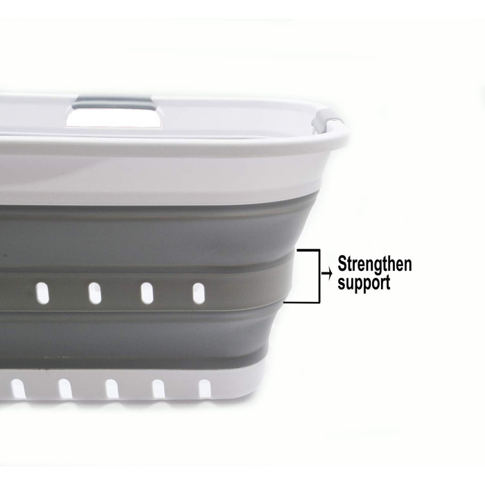 Складаний пластиковий кошик для білизни - висувний контейнер/органайзер - портативний - компактний (1, білий/сірий) Білий/сірий 1,