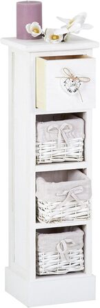 Комод CARO Furniture Flower, окремостояча полиця білого кольору з 1 шухлядою та 3 кошиками