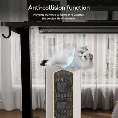 Стіл з регульованою висотою 60x110 см, електричний стіл з пам&39яттю налаштувань та функцією запобігання зіткненням, регульована висота 70117 см, ідеально підходить для офісу, домашнього офісу та ігор (чорний) 110x60 см Чорний