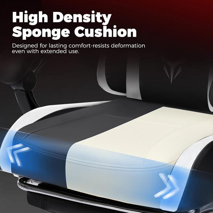 Ігрове крісло GTPLAYER, ергономічне офісне крісло з підставкою для ніг, регульованим підголівником та поперековою опорою, ігрове крісло, білий колір