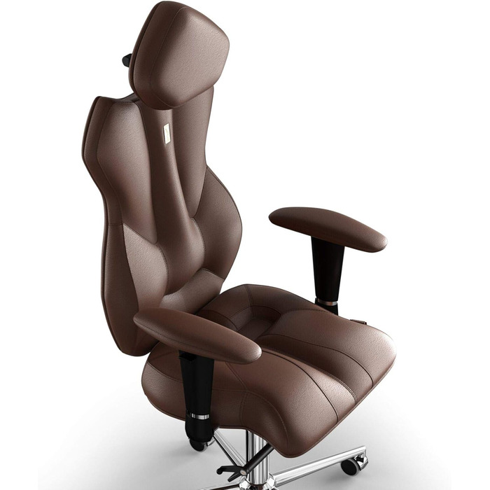 Ергономічне офісне крісло для керівника KULIK SYSTEM - Зручне та регульоване крісло з підтримкою спини та поперекового відділу для тривалої роботи Запатентована конструкція для полегшення спинки Натуральна шкіра ROYAL кольору віскі