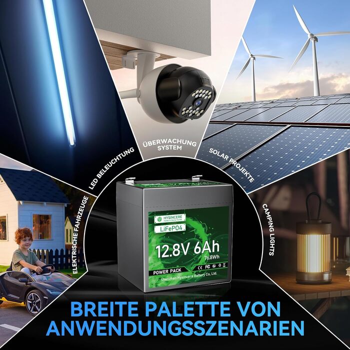 Літій-іонний акумулятор 12V 6Ah LiFePO4 з інтелектуальним захистом 10A BMS, акумулятор з 3000 глибокими циклами зарядки/розрядки для автофургонів, аварійного освітлення, кемпінгу, ехолотів, газонокосарок, сонячних панелей