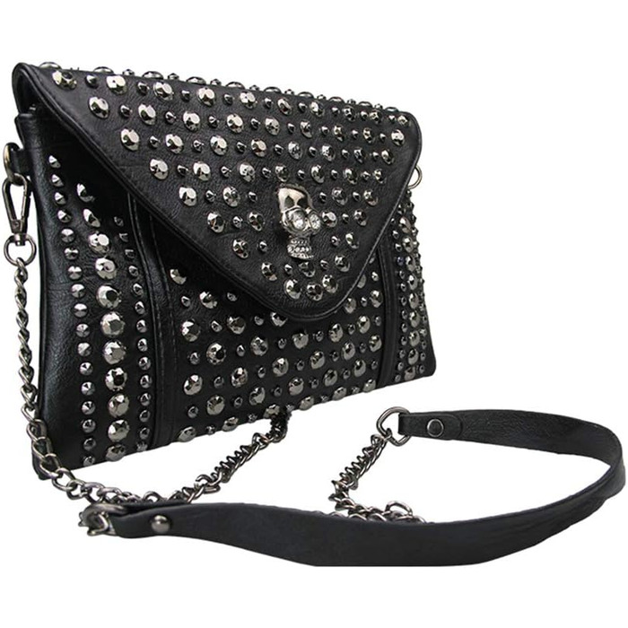 Чорна сумка-клатч Chikencall у готичному стилі з черепом та ланцюжком вінтажна шкіряна сумка через плече для жінок та чоловіків
