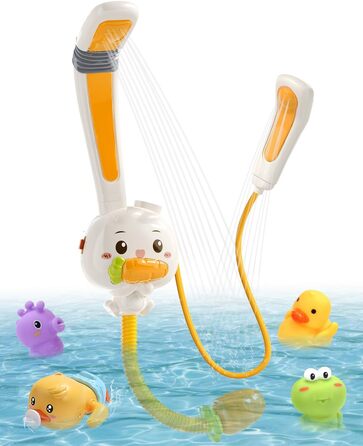 Іграшки для ванни з 2 насадками для душа, електрична іграшка для ванни з розпилювачем води з акумуляторною батареєю, плаваючі твар