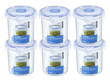 Контейнер для зберігання продуктів Lock&Lock контейнер для зберігання 700 мл, круглий, із 4-кратним застібкою-клацкою - набір із 6 шт.