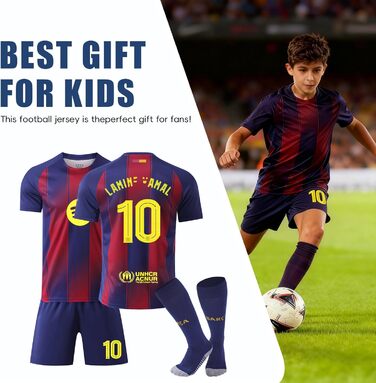 Новий дитячий комплект футбольної майки, тренувальна футбольна майка, домашня/виїзна футбольна майка, футболки для фанатів, швидковисихаюча, дихаюча футбольна майка з щитками для гомілок, 130-140C