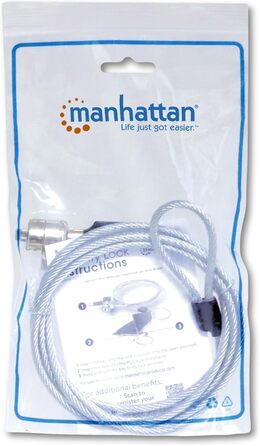 Замок для ноутбука Manhattan з тросом сталевим (1,4 м) та ключем 440271, 1,4 м сталевий трос