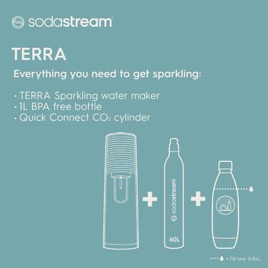 Підкислювач SodaStream Terra, біла пляшка для води Terra White рожевий газ x 1