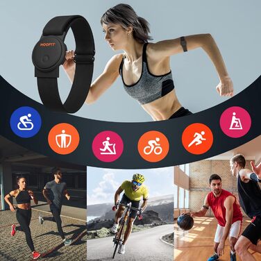 Пульсометр moofit HW401, пульсометр із ремінцем на зап&39ястя, водонепроникний IP67, підтримка Bluetooth/ANT, акумуляторний браслет для пульсометра, сумісний з Wahoo, Strava, Elite HRV