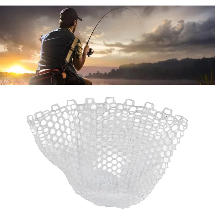 Рибальська сітка, запасна рибальська сітка 44 x 47 см, вбудована, м&39яка, гнучка, складна, без ручки, білий гумовий підсак для прісноводної та морської риболовлі
