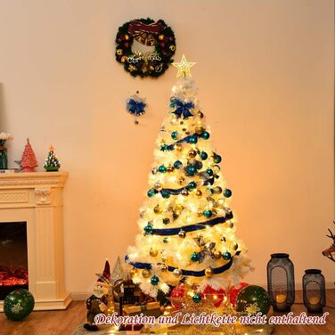 Штучна ялинка з металевою підставкою 150 см біла COSTWAY