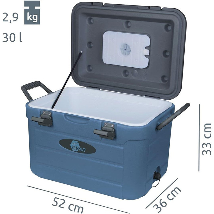Бокс-холодильник з міцною поліуретановою ізоляцією Пасивний холодильник для кемпінгу, пікніків, фестивалів Зберігає їжу холодною або теплою до 47 годин, міцний HDPE, зручний для транспортування, 30L
