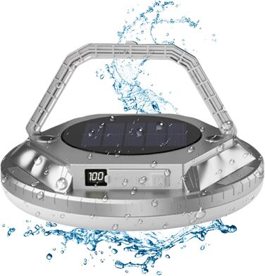 Світлодіодний кемпінговий ліхтар, 1600 люмен, ліхтар для виживання на сонячній енергії, водонепроникний світлодіодний ліхтар, для походів, подорожей з рюкзаком, використання на свіжому повітрі, для саду, двору, патіо, балкону, сріблястий