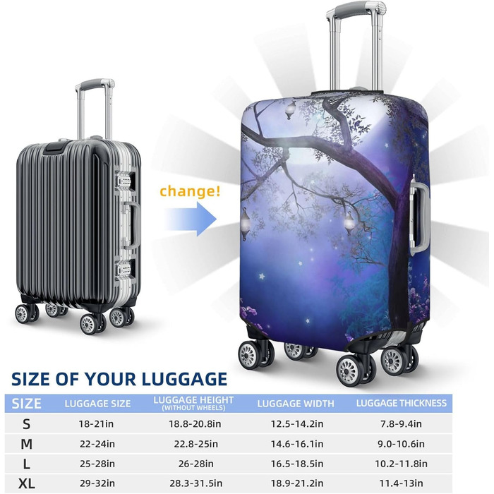 Чохол для валізи Квітучий сад - міцний, для валіз розміром 45.7-81.3 см, чорний, великий