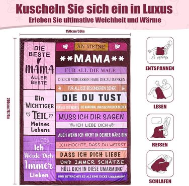 Подарунок для мами, ультрам&39яка фланелева ковдра 150200 см з друкованими благословеннями, м&39яка ковдра як подарунок на Різдво, день народження або День матері