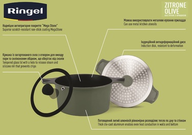 Каструля RINGEL Zitrone Olive (2.5 л) 20 см (6885898)