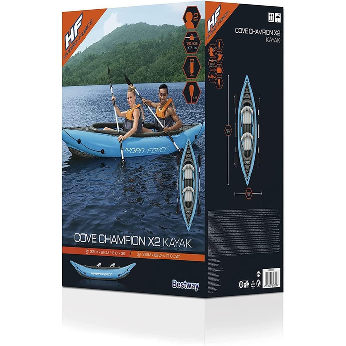 Набір каяків Bestway Hydro-Force &39Cove Champion X2&39 331 x 88 x 45 см, один розмір (65131)