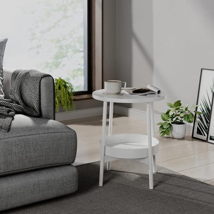 Журнальний столик Vicco Riono, білий, 40 x 40 см з додатковим місцем для зберігання