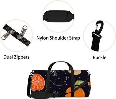 Спортивна сумка для фітнесу, йоги та танців, дорожня сумка для вихідних, помаранчевий принт на чорному фоні, сумка-месенджер для жінок та чоловіків