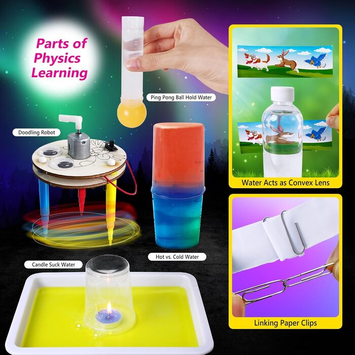 Набір для експериментів UNGLINGA 212 для дітей, набір для конструювання з хімії, набори для експериментів, набір для хімії, іграшка для наукового проекту, подарунки для хлопчиків та дівчаток