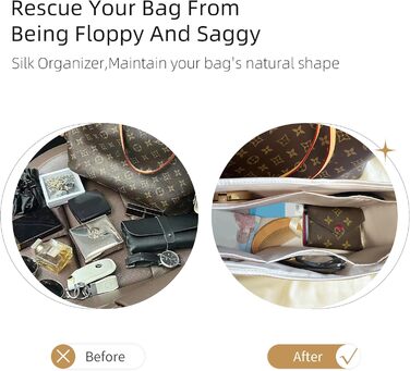 Організатор для сумок ZYZii, Організатор для сумок преміум-класу з шовку Perfect Fit Neverfull PM/MM/GM, Організатор для розкішних