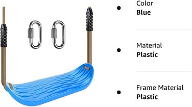 Сидіння гойдалки SELEWARE Garden Games з міцного набору з регульованою мотузкою довжиною 2,04 м і 2 карабінами, міцні гойдалки на