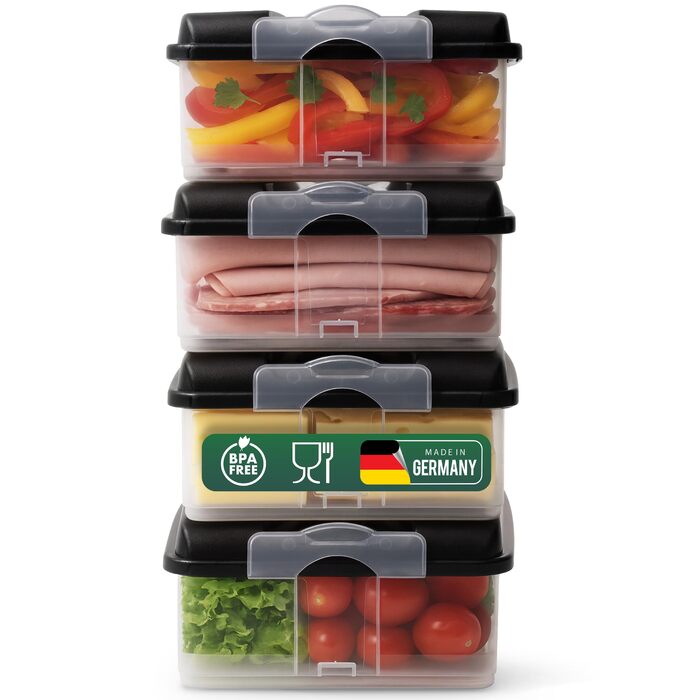Контейнери для зберігання продуктів Novaliv 4 шт. великих розмірів з 4 кришками, що штабелюються для холодильника та морозильної камери, набір контейнерів для зберігання продуктів, коробка-органайзер для м&39ясної нарізки, ковбас, сиру, фруктів, овочів, к