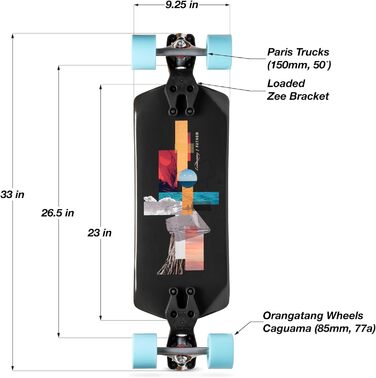 Лонгборд Loaded Boards Fathom для скейтборду Orangatang Caguama 85 мм/77a, радіатор