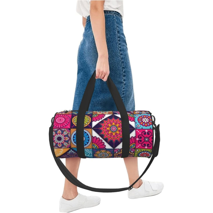 Спортивна дорожня сумка-мішок з візерунком Арабський Індіанець у клітинку, чорна, універсальний розмір, сумка для подорожей та на ніч