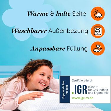 Дитяча подушка Cloudkiddo - Подушка - Регульована подушка - Піна з ефектом пам'яті - Для бокових і спинних спальних місць - Біла -