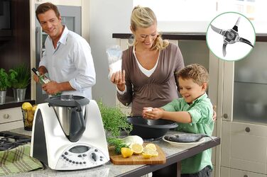 Ніж TM31 сумісний з кухонним комбайном з нержавіючої сталі Vorwerk Thermomix TM31 з ущільнювальним кільцем від Poweka