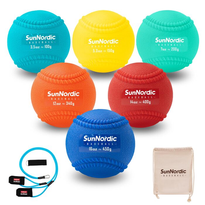 Набір з 6/9 обтяжених пліометричних бейсбольних м&39ячів Seams (3,5-16/35/53/70 унцій) - Пліометричні бейсбольні м&39ячі змінної ваги для покращення сили та тренування пітчингу - для всіх рівнів майстерності, старша школа (11,3 кг)