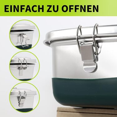 Ланчбокс iDattel з нержавіючої сталі, 2000 мл герметичний контейнер для обіду з роздільниками та силіконовою прокладкою, без BPA. Ідеально підходить для пікніків, школи, роботи. Металевий ланчбокс з текстильним чохлом для дорослих та дітей.