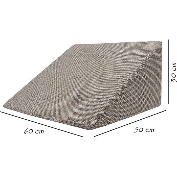 Фантастична клиноподібна подушка XL 60x50x30 см - стабільна форма подушки для читання XL для ліжка та дивана. Подушка для читання зі знімним чохлом, який можна прати. Універсальна подушка для рефлюксу. Коричневий/Світло-коричневий