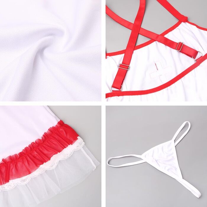 Жіночий костюм медсестри Funlure для рольових ігор, білий, з регульованими бретелями, універсальний розмір