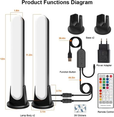 Розумна світлова панель Speclux, Bluetooth Lightbar RGB Ambient Lamp Lamp Лампа LED телевізора з режимами сцен і музики, світлодіодне світло для відтворення телевізора, ПК, телевізора, ігор, вечірки, 2 шт.